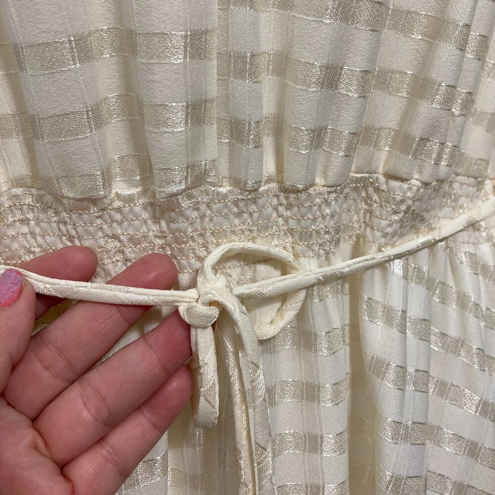 Vintage Sally Petite Knee Length Dress Sheer Coquette Fairy Unlined Cream Dainty - Picture 9 of 11
